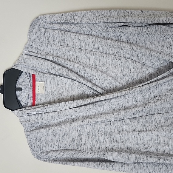 Soma Draped Twist Long Sleeve Top, neutral gray, stretch, women's size large - Picture 2 of 8